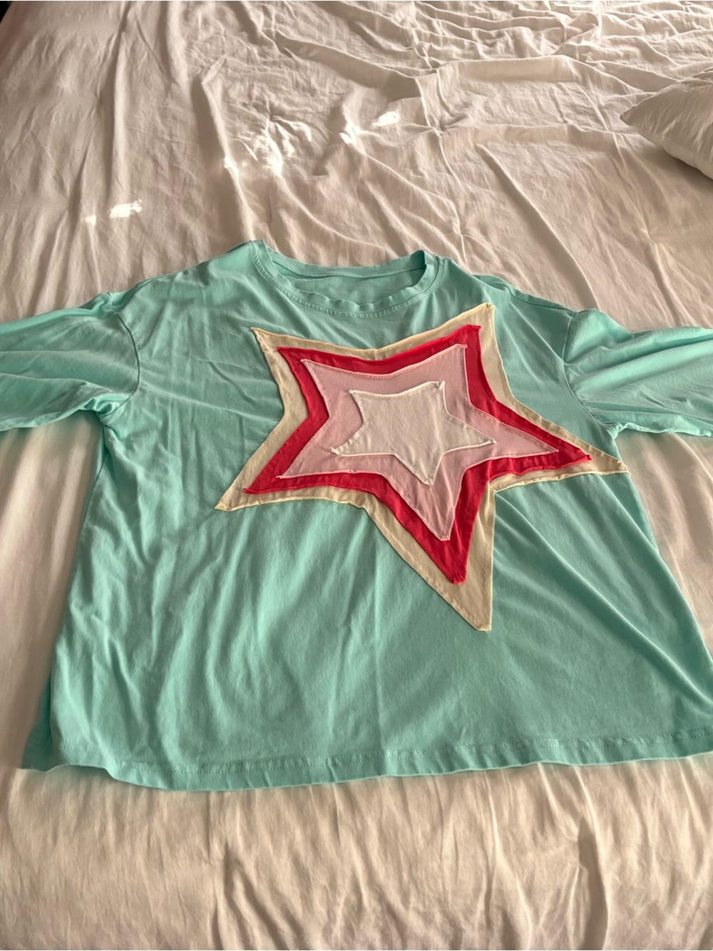 Aqua Star Appliqué Long Sleeve Top